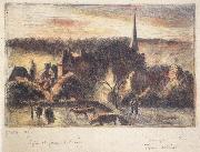 Camille Pissarro Church and farm at Eragny-sur-Epte oil on canvas